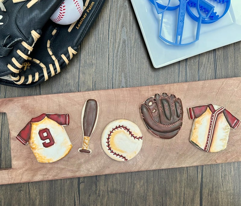 Heart's Treasure BAT COOKIE CUTTER WITH GLOVE BALL AND JERSEY American Sport Baseball Glove Mitt Game Bat And Jersey Uniform T-Shirt Cookie Cutters Made In The USA For Graduation Birthday (4 Pack) - Image 4